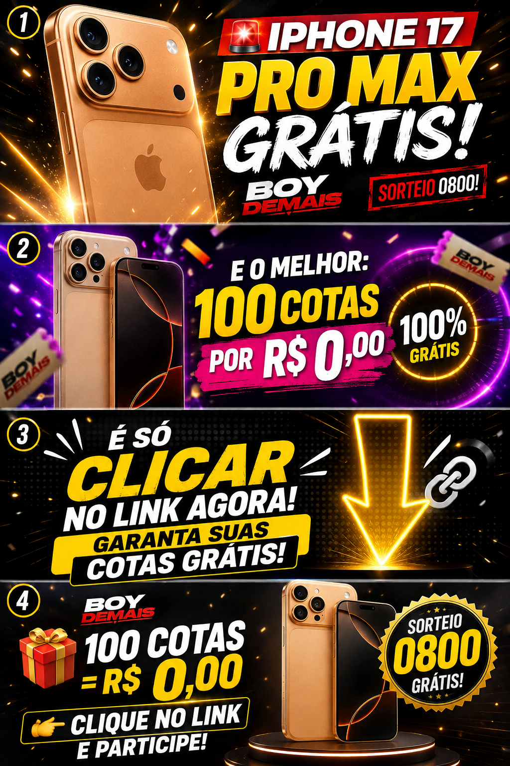 Sorteio de iPhone 17 Pro Max grátis Boy Demais